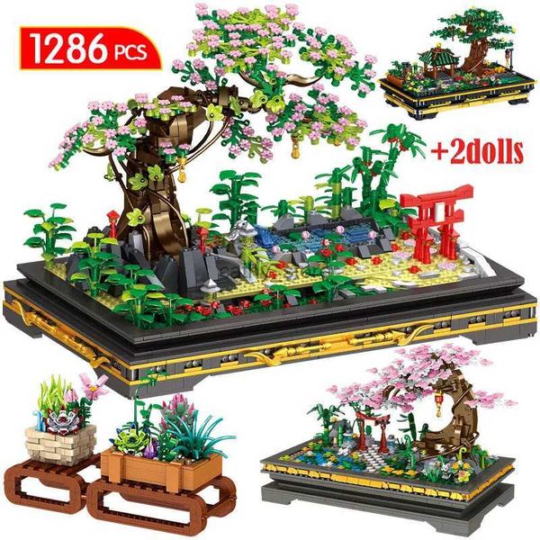 Giocattoli per veicoli 1426 pezzi Mini MOC City Bonsai Ornamenti Building Blocks Amici Decorazione della casa Pianta in vaso Figure Mattoni Giocattolo per bambini GiftL231114