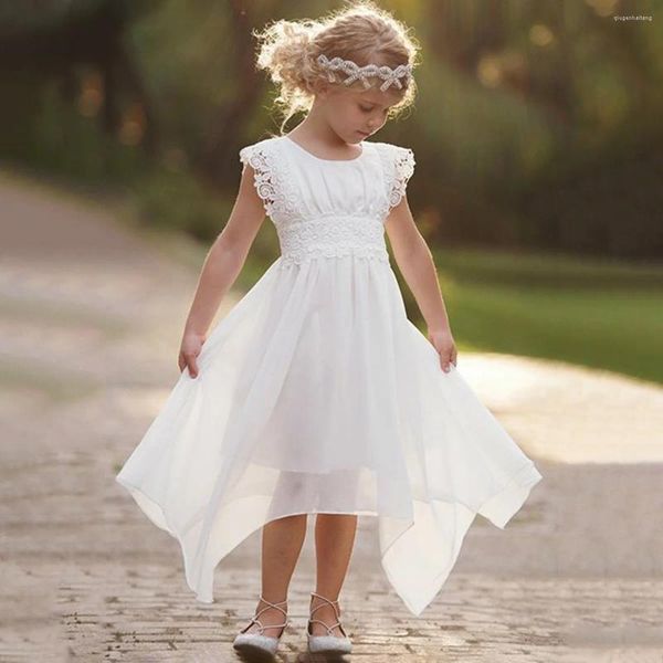 Mädchen Kleider Sommer Mädchen Weiße Spitze Baumwolle Kleid Wellen Hochzeit Kostüm Kleinkind Ins Mode Tragen Kausale Strand Kleidung