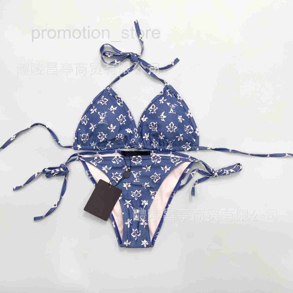 Frauen Plus Size Bademode Designer neuer Buchstabe V Badeanzug sexy heißer Frühling bedruckter blauer Bikini FGTR