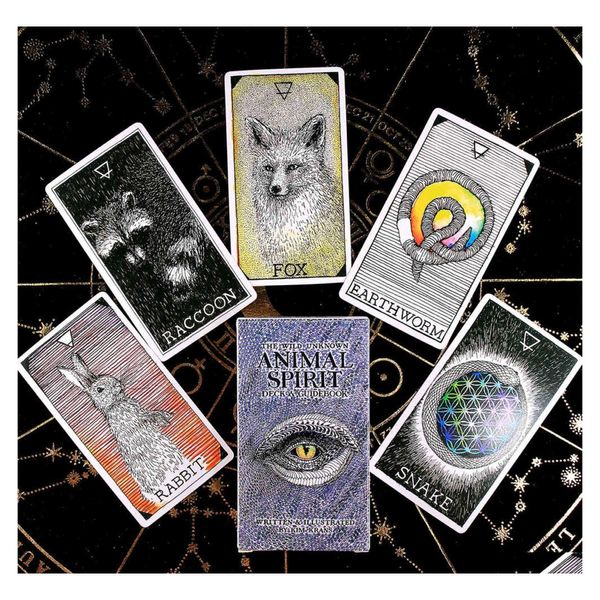 Tebrik Kartları Vahşi Bilinmeyen Hayvan Ruhu Güverte Tarot Oracle Kart Okuma Rehberi Kim Krans Kehanet X1106 DROP TESLİM EV GAR DHJZP