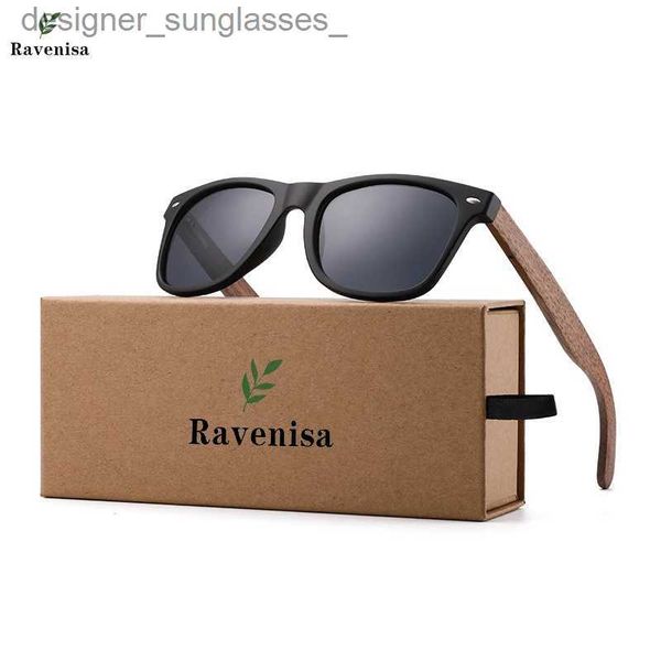 Güneş Gözlüğü Ravenisa Marka Tasarımcısı Ceviz Ahşap Erkekler Ayna Güneş Gözlük Aksesuarları Kadınlar İçin Güneş Gözlüğü Gafas Oculos de Soll231114