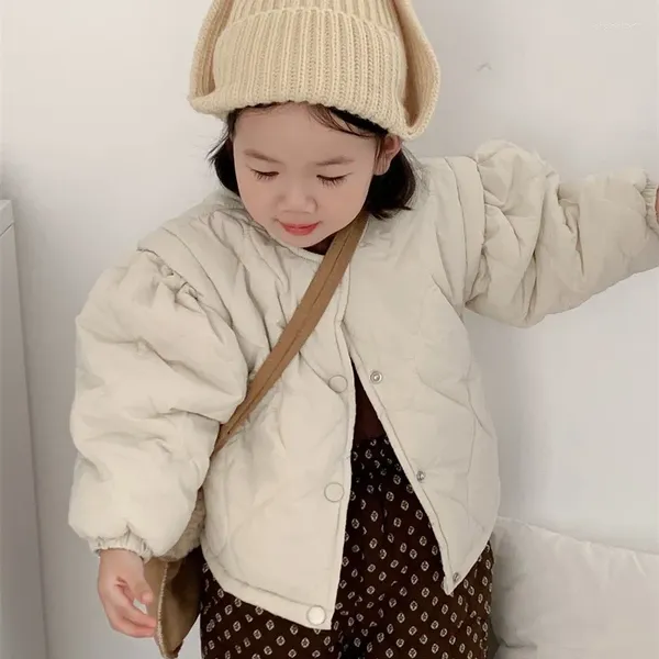 Giacche 2023 cappotto invernale a maniche lunghe per bambino più velluto spesso per bambina carina giacca imbottita per bambino solido caldo abbigliamento per bambini