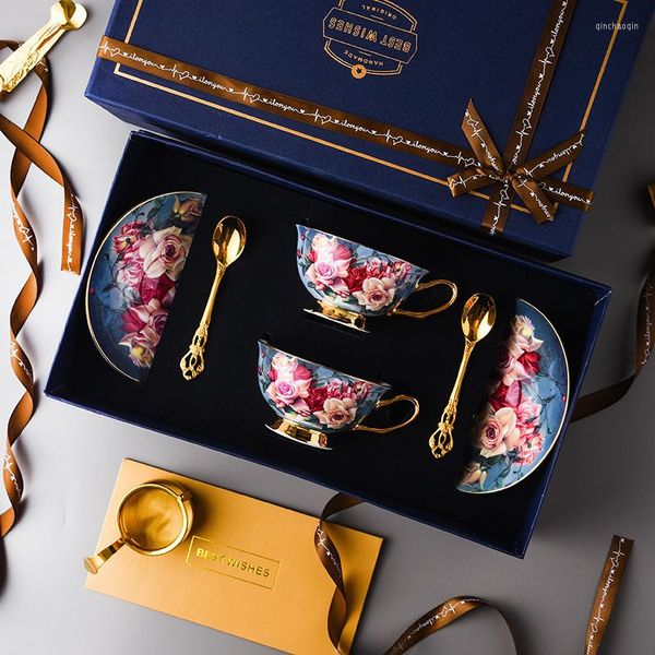 Tassen Untertassen High Beauty Bone Porcelain Coffee Cup And Dish Set Light Luxury Exquisite Gift Box British Afternoon Tea Ceramics