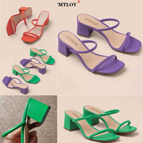 Nxy Sandals Hot Summer Slippers Low Heels Slides Женщины на квадратную каблук с сандалиями.