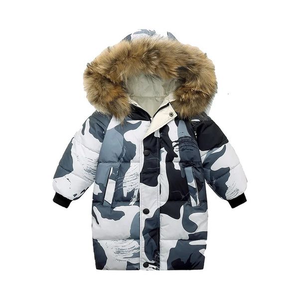 Casaco de inverno russo crianças parka criança menino camuflagem pele com capuz bebê meninas jaqueta de algodão crianças adolescentes roupas sobretudo 231113