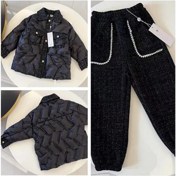 Giacca invernale in cotone patchwork da ragazza, giacca da neve, pantaloni caldi e morbidi, giacca invernale firmata per bambini, giacca di cotone, set classico della moda taglia 110-160