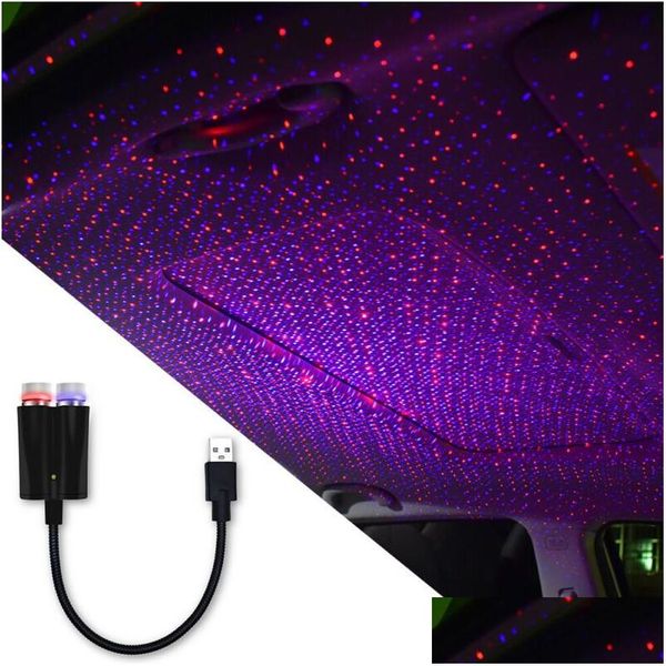 Andere Auto-Elektronik-Auto-Sternenhimmel-Dach-USB-Innenatmosphärenlampe Ambient Star Light Dual-Farben-LED-Nachtlichter-Projektor GA Dhccr