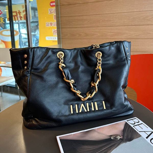 Vintage Alfabe Kadınlar Çapraz Tote Tote Cowhide Deri Deri Kapiteli Pamuk Giyim Çantası Trend Büyük Kapasiteli Omuz Seyahat Tasarımcısı Pochette Lüks Çanta 39cm