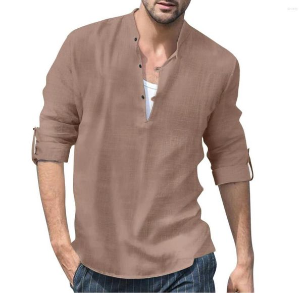 Camisetas masculinas de cor sólida de cor solidária de colarinho de colarinho de colar de stand-up Praia de outono do inverno masculino Tops de roupas causais