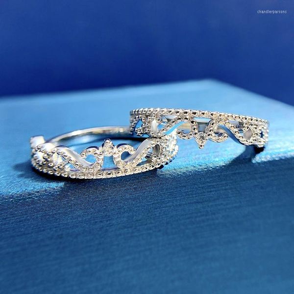 Cluster Rings Luxury 925 Sterling Silver Crown Ring Set per le donne Hollow Design Micro Moissanite Matrimonio Fidanzamento Gioielli da dito da sposa