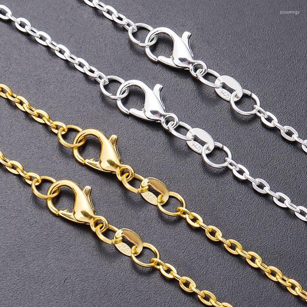 Catene 10 pz Oro Argento Colore Croce Piatta O-Catene Con 925 Parole Stampa Tag Per Donna 45/50 cm Semplice Collana di Gioielli All'ingrosso