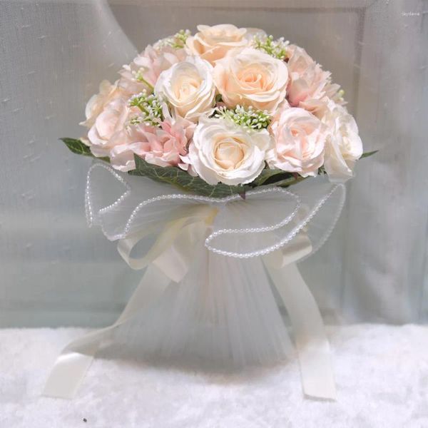 Flores decorativas ao ar livre casamento arificial rosa buquê flor de seda para casamento festa de noiva decoração de evento floral presente de dia dos namorados