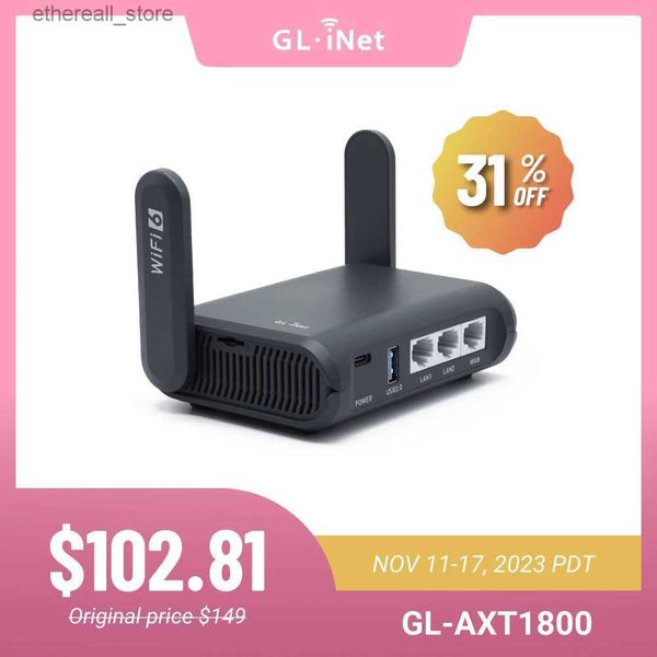 Roteadores GL.iNet GL-AXT1800 (Slate AX) Wi-Fi 6 Gigabit Travel Router VPN Client Server OpenWrt Adguard Home Controle dos Pais Q231114