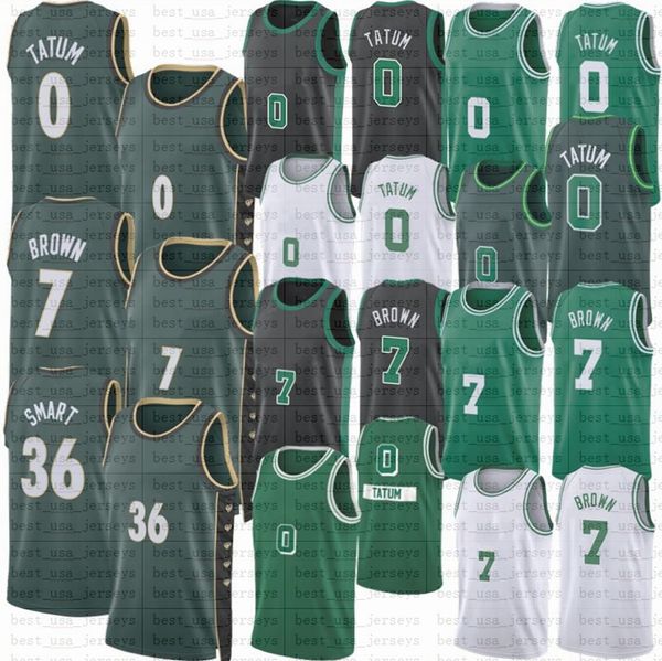 2023 Nuove maglie da basket patch 0 33 7 36 Jayson Tatum Larry Bird Jaylen Brown Marcus Smart