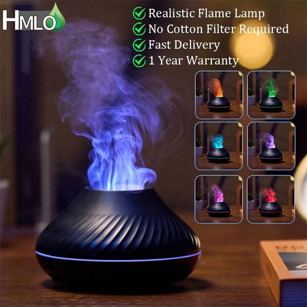 Ätherische Öle Diffusoren 130 ml Aroma Diffusor Luftbefeuchter Ultraschall Cool Mist Maker Fogger Led Öl Flamme Lampe Difusor 231113