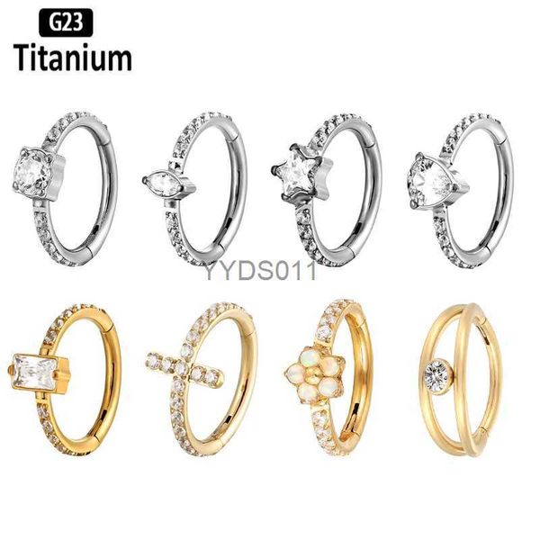 Stud 1 pz ATSM F136 orecchini in titanio per le donne zircone setto piercing elica anelli da naso orecchini a bottone Daith cerchi cartilaginei gioielli per il corpo YQ231114