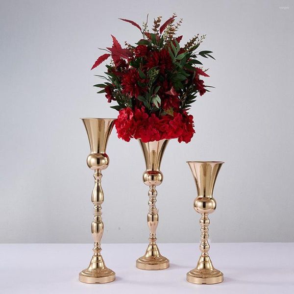 Parti Dekorasyonu 80cm100cmflowers Vazolar mumluklar yol kurşun masa merkezinde Metal Şamdan Düğün Ev Dekoru Candelabra 2723