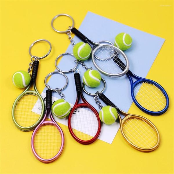 Portachiavi Mini racchetta da tennis simulata Portachiavi per donna Uomo Portachiavi per auto in metallo Zaino Ornamento Accessori Regali sportivi Souvenir