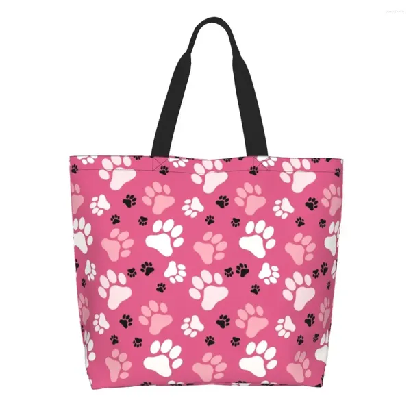 Sacos de compras moda impresso imprime rosa tote reutilizável lona shopper ombro colorido floral bonito bolsa