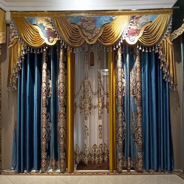 Cortinas cortinas de luxo personalizadas para sala de estar quarto de veludo villa de veludo villa americana telas acabadas telas decoração de casa