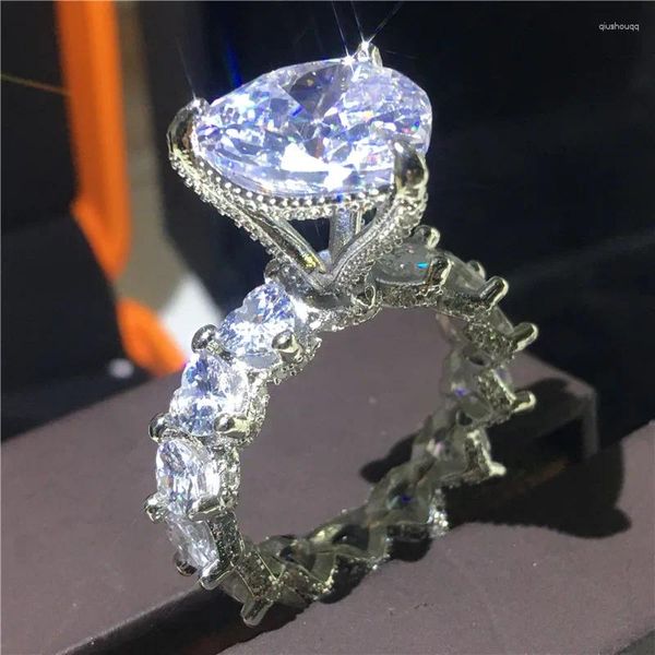 Anéis de cluster luxo coração corte 8ct laboratório diamante anel 925 prata esterlina jóias noivado casamento banda para mulheres homens charme festa bijou