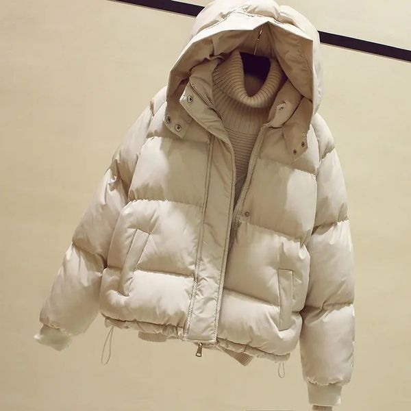 Piumino da donna Parka da donna Piumino da donna Cappotto corto in ovatta Stile coreano Sciolto caldo cotone imbottito in cotone ispessito 231114