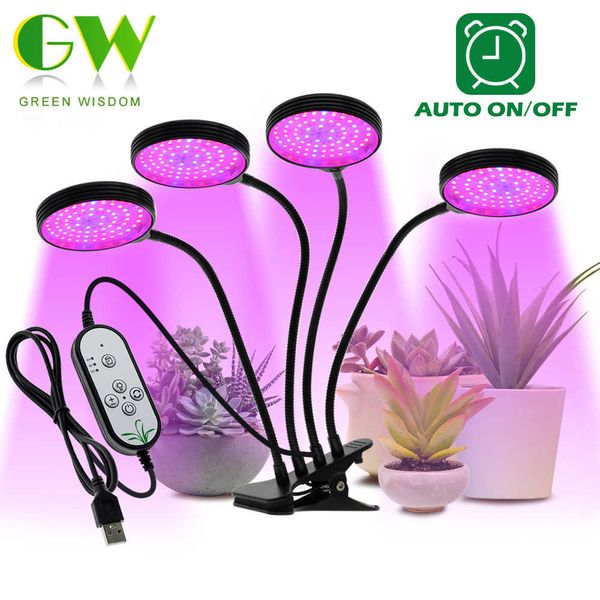 Luzes de cultivo LED Grow Light USB Spectrum Full Spectrum Plant Lamp com lâmpada de phyto de timer de 5 níveis para plantas tenda de cultivo de flor P230413