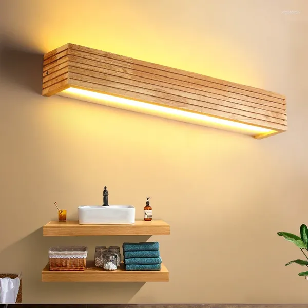 Duvar lambası ahşap ışıkları yatak odasında başucu modern banyo aynası lambaları koridor wandlamp yatak aydınlatma