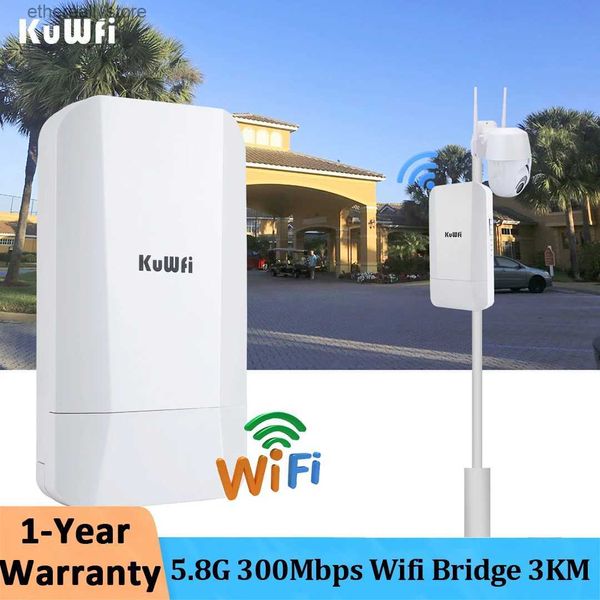 Roteadores KuWfi 5G Wifi Repetidor 300Mbps Ponte Externa 1-3KM Sinal de Longo Alcance Roteador Wifi Ponto a Ponto Amplificador de Sinal Wifi IP65 Q231114