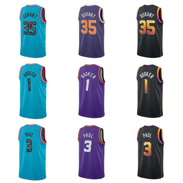 SL 2022-23 Suns 35 Kevin Durant Phoenixs Jersey de Basquete Devin Booker Chris Paul City Classic Declaração camisa