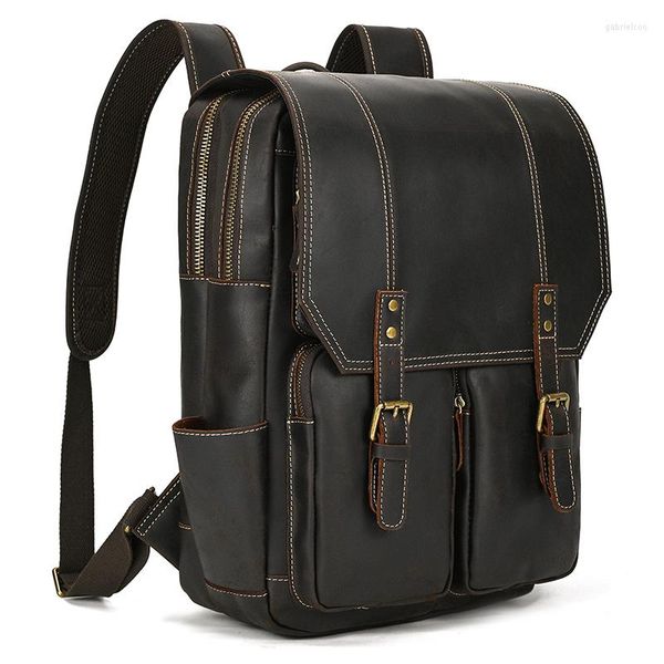 Rucksack Luufan Crazy Horse Echtes Leder Herren 15