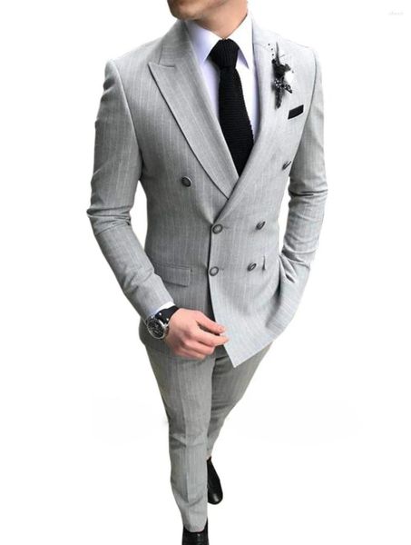 Abiti da uomo Abito di lusso Abito da sposa a righe Smoking casual 2 pezzi Qualità britannico Slim Fit Business Social Club Costume Homme