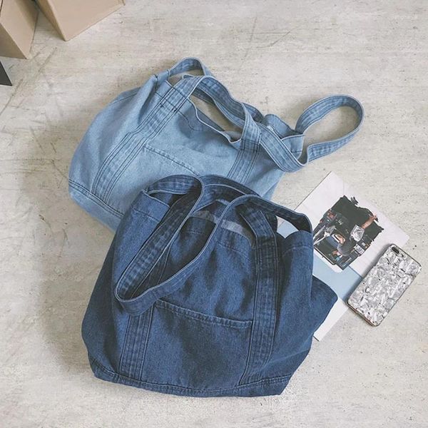 Вечерние сумки Джинсовая сумка-тоут через плечо для женщин Повседневные кошельки и сумки Большая сумка-книга для девочек-подростков Женская рука