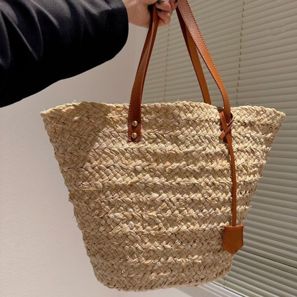 Frauen Reise Strandtasche Vintage Stroh Tragetaschen Große Kapazität Stroh Handtasche Luxus Kunstwerk Hochwertige Totes 2 Farben Großhandel