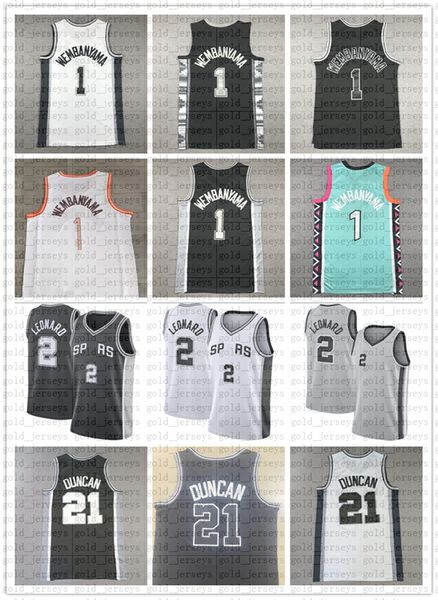 Victor Wembanyama Camisas de basquete branco preto verde 50 David Robinson 21 camisas retrô