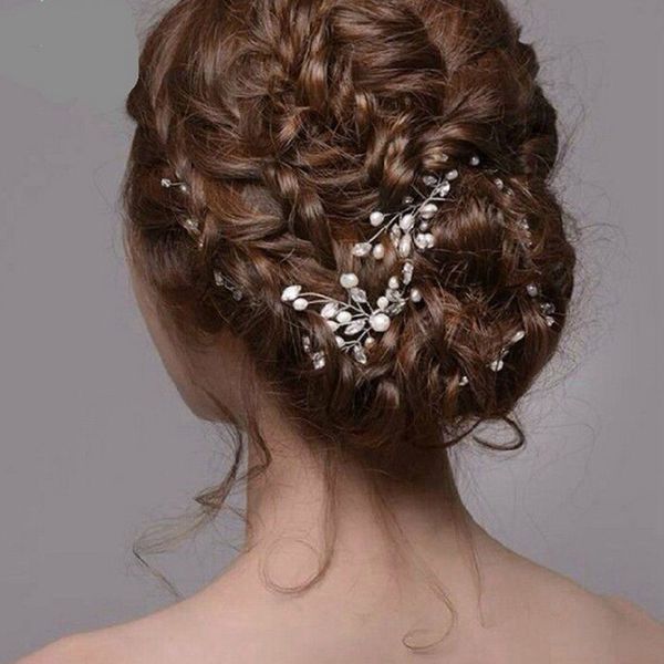 Clipes de alfinetes de cabelo de pérolas para mulheres noivas para o casamento de casamentos acessórios de cabelo de cristal tiara jóias