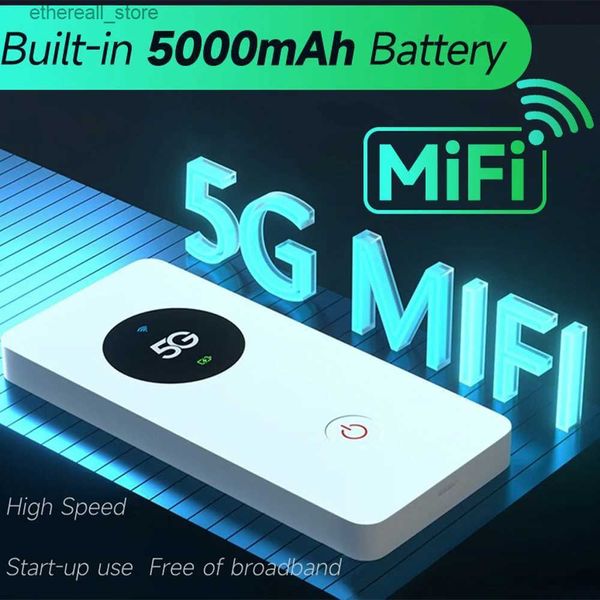 Chaneve Routers Mifi Hotspot 5G Portable Modem Mobile SIM -карт Wifi Router Dual -полоса 2,4G 5,8 ГГц с батареей 5000 мАч подключите к 32 пользователям Q231114