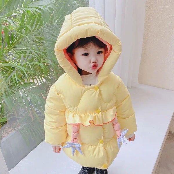 Daunenmantel Mädchen Baumwolle 2023 Winter Modische 1-3 Jahre alte Kinder verdickte Jacke koreanische süße Baby Kapuzenparka