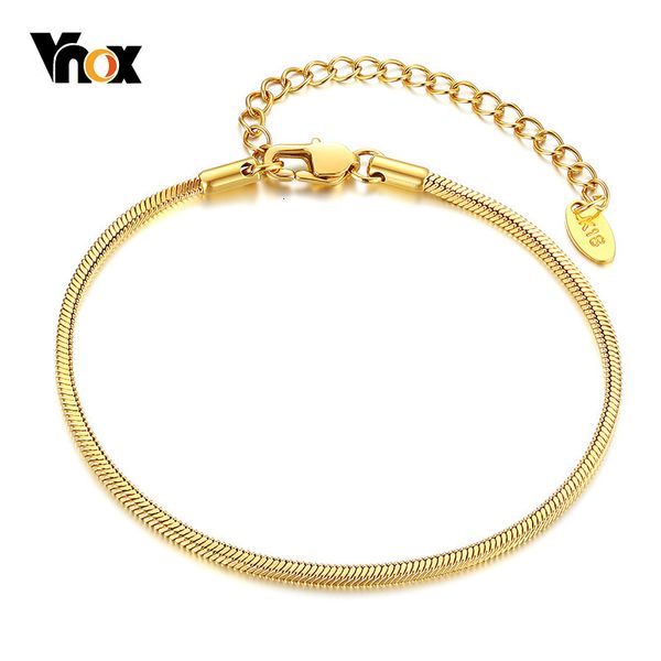 Charm Armbänder Vnox Damen Flache Schlangenkette Minimalistisch Edelstahl Fischgrätenmuster Rechteck Figaro Links Zierlicher Handgelenkschmuck 230414