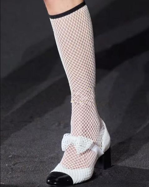 Botas de malha com recorte de strass Moda Verão Mary Jane Sapatos Gravata borboleta Sapatos femininos Fasbric Stretch
