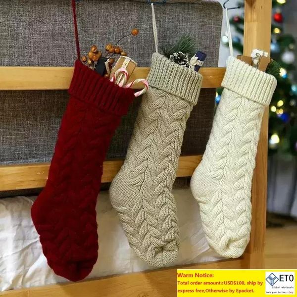 Sacos de presente de estocagem de estoque de Natal de alta qualidade personalizados Decorações de natal Decorações de natal, estocando meias decorativas grandes
