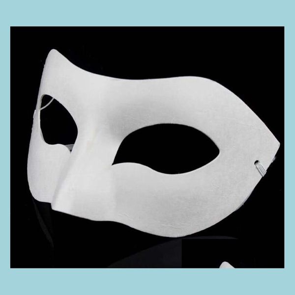 Parti Maskeleri Beyaz Yarım Yüz Maskesi Cadılar Bayramı Boş Kağıt Zorro DIY Hiphop Elinde Sokak Dans 20 PCS/Lot Drop Teslimat Ev Gard Dhdip
