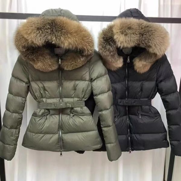 Cappotti firmati da donna Piumino da donna, pelliccia di volpe con cappuccio, abbigliamento di marca, cappotto con finiture in volpe staccabile, parka caldo Isolamento addensato, antivento e impermeabile