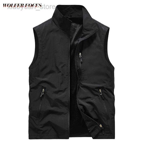 Giacche Gilet da uomo Abito Gilet Salopette Cardigan estivo Cappotto da lavoro maschile Gilet da moto Abbigliamento Uomo Gilet da caccia Senza maniche Zip