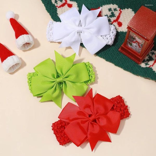 Accessori per capelli 3 pezzi/set fascia per fiocco di Natale per neonate decorazioni per feste di anno fascia per capelli turbante copricapo moda regalo