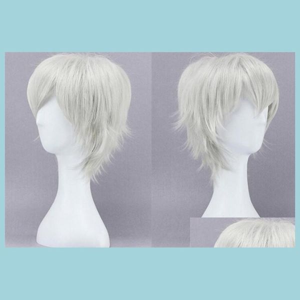 Другое мероприятие вечеринка поставляет Токио Gho Cosplay Wig Guru Ken Kane Sier White Короткие короткие волокные волосы костюм Хэллоуин доктор DHEGB