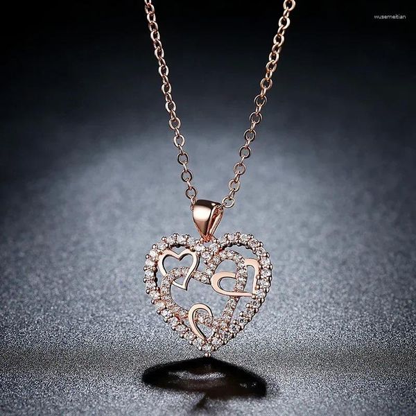 Colares de pingente de cristal jóias de casamento colar de coração para mulheres declaração de amor dia dos namorados