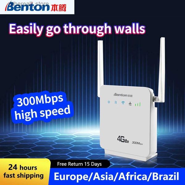 Маршрутизаторы Benton D921 Домашний портативный беспроводной Wi-Fi-маршрутизатор 4G Антенна Lte-адаптер разблокированный кинетический CPE VPN WPS 300 Мбит/с Cat4 с SIM-картой Q231114