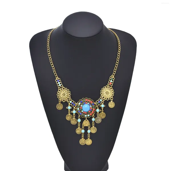 Collana e orecchini Set Ldealway Lusso colorato con pietre preziose intarsiate a forma di fiore Ciondolo da donna Moda Catena a vita Gioielli a doppio uso