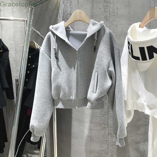 Felpe con cappuccio da donna Felpe con cappuccio con zip per donna Felpa firmata Felpa con cappuccio a maniche lunghe Cardigan bianco Giacca con polsini elastici Cappotto invernale con cappuccio con lettera